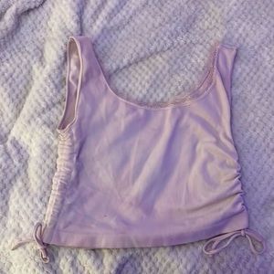 Adjustable lavender lace tank top cropped